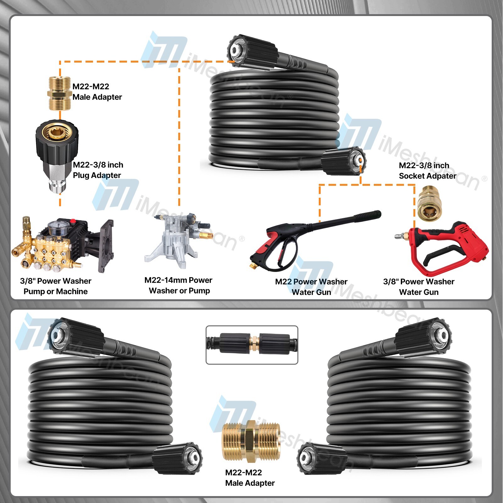 25 FT Pressure Washer Hose 1/4″ Replacement Power Wash Hose with Quick Connect