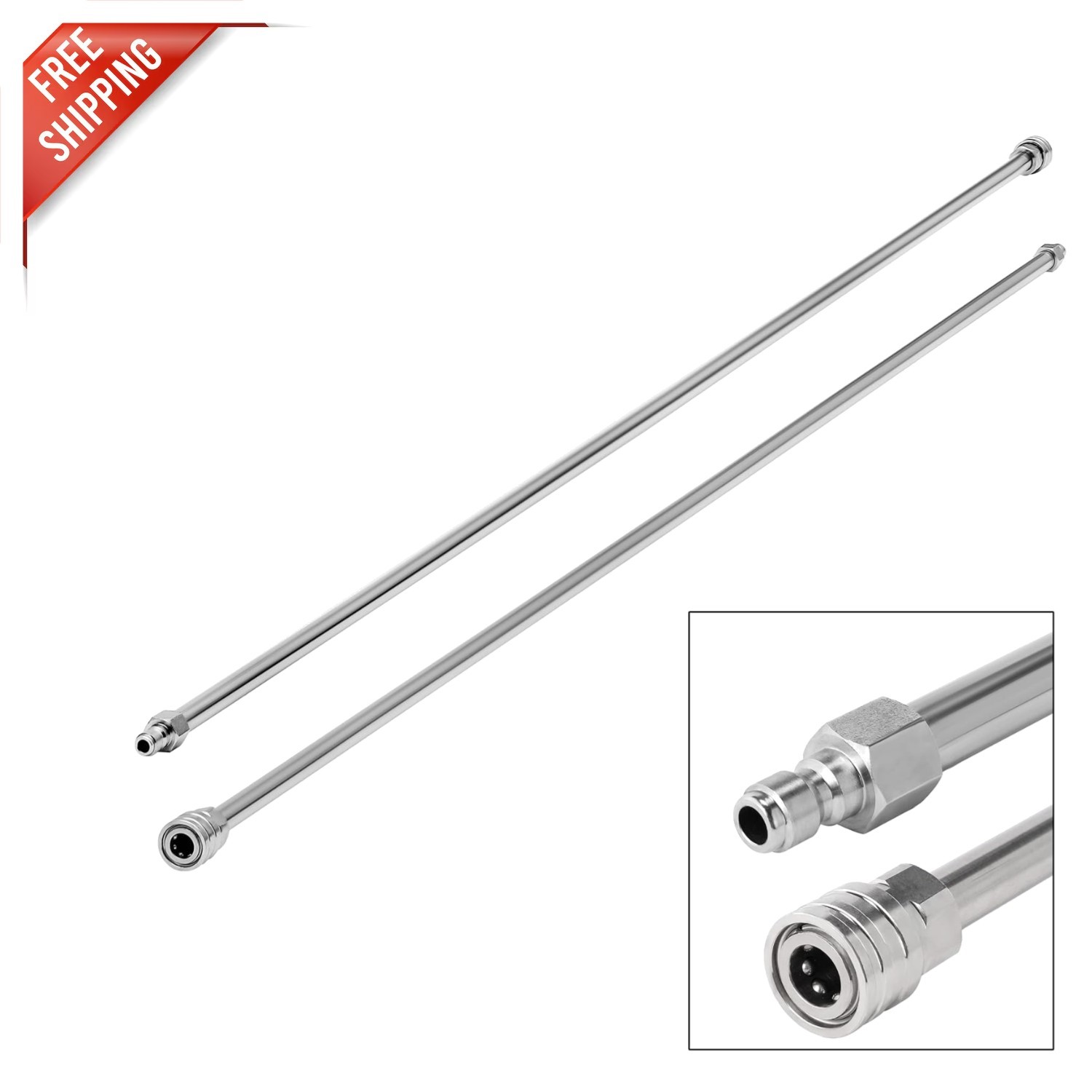 2 Pcs Heavy-Duty 60″ Pressure Washer Extension Wands – Quick Connect Fitting