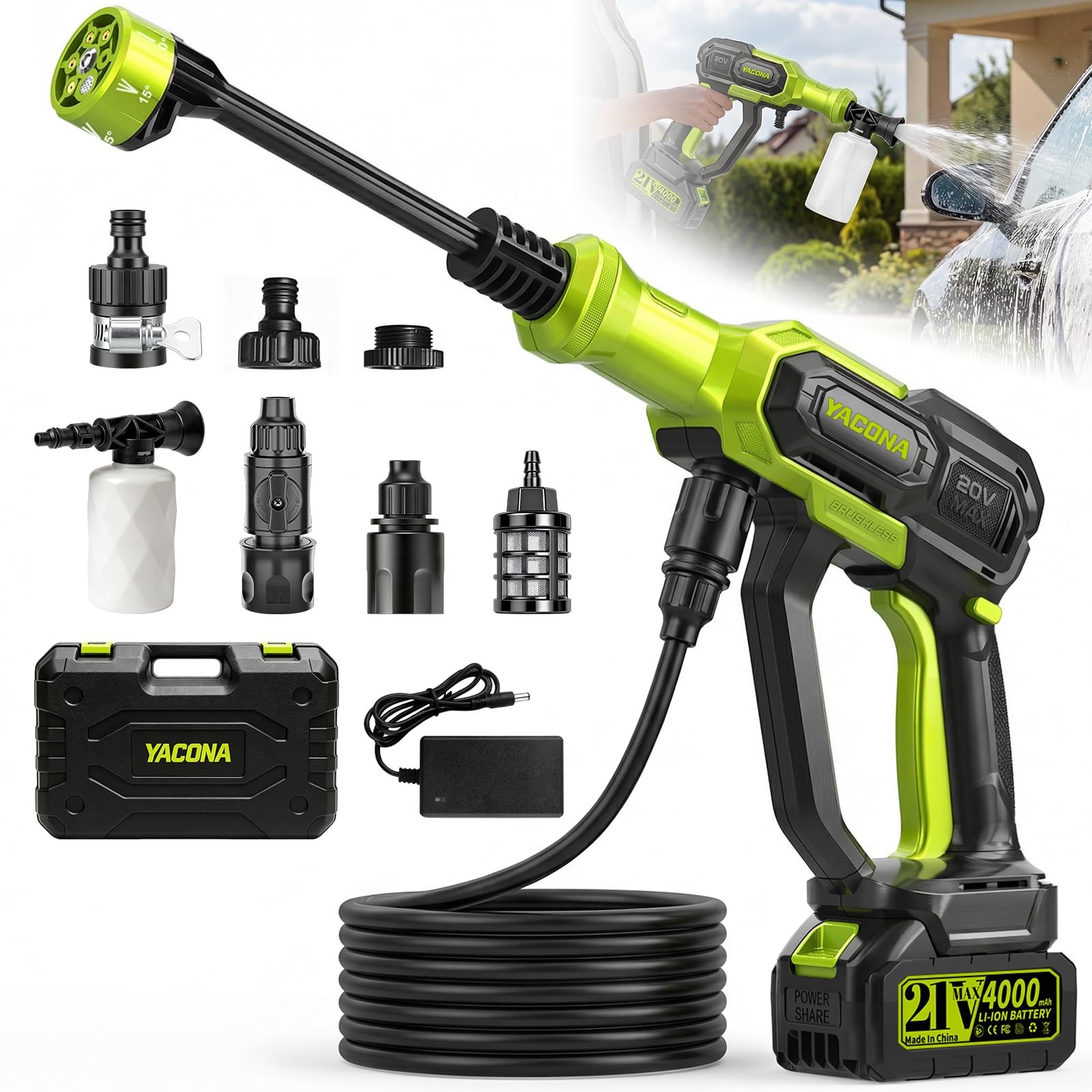 Cordless Portable Washer Handheld 3 Modes 23FT Hose