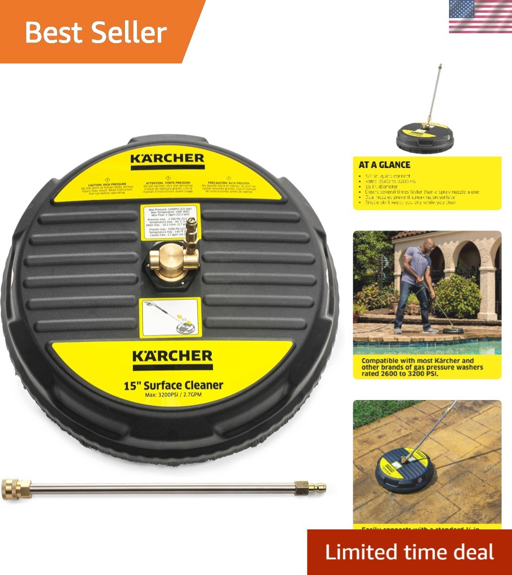 15” Quick Connect Pressure Washer Surface Cleaner – Ideal for Driveways & Patios