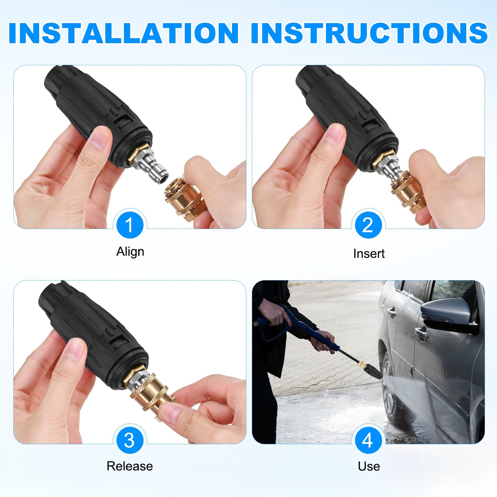 1-Pack Pressure Washer Tips, Adjustable Pressure Washer Nozzle, 4GPM [Black]