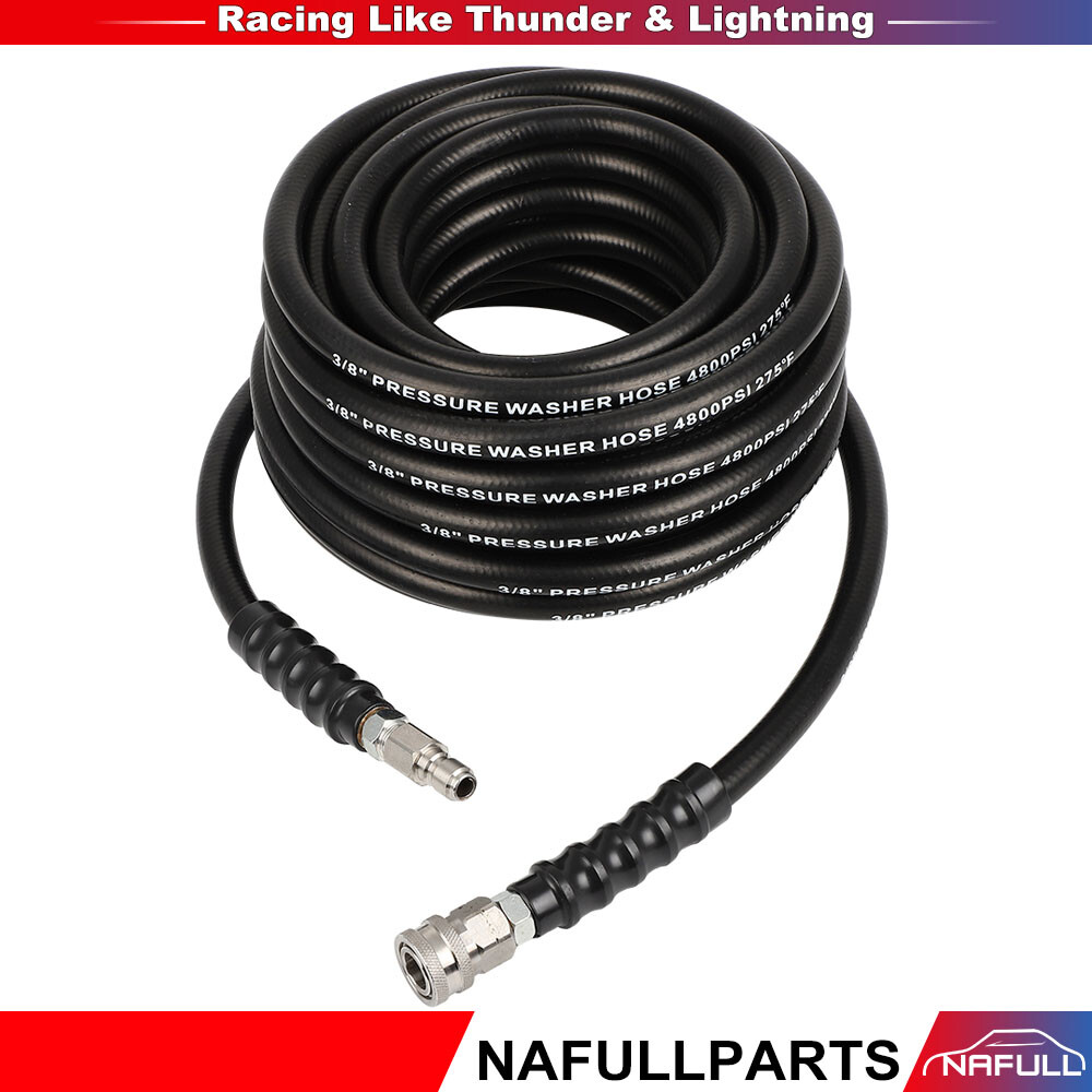 50FT x 3/8″ Hot High Pressure Washer Extension Hose 5000 psi Black Non-Marking