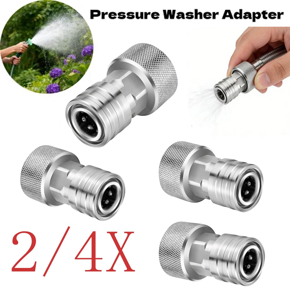 2/4pcs High Pressure Garden Hose Washer Adapter 3/4″GHT to 1/4″Quick Connect