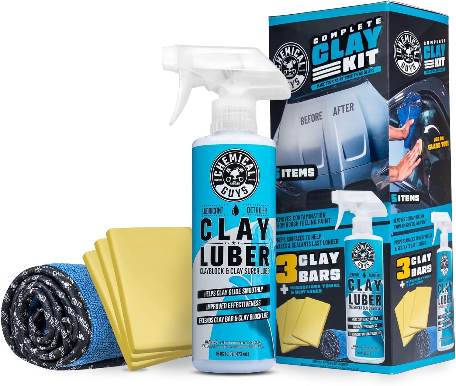 Chemical Guys Complete Clay Kit, Paint Restoration Kit for Cars, Trucks, SUVs, &