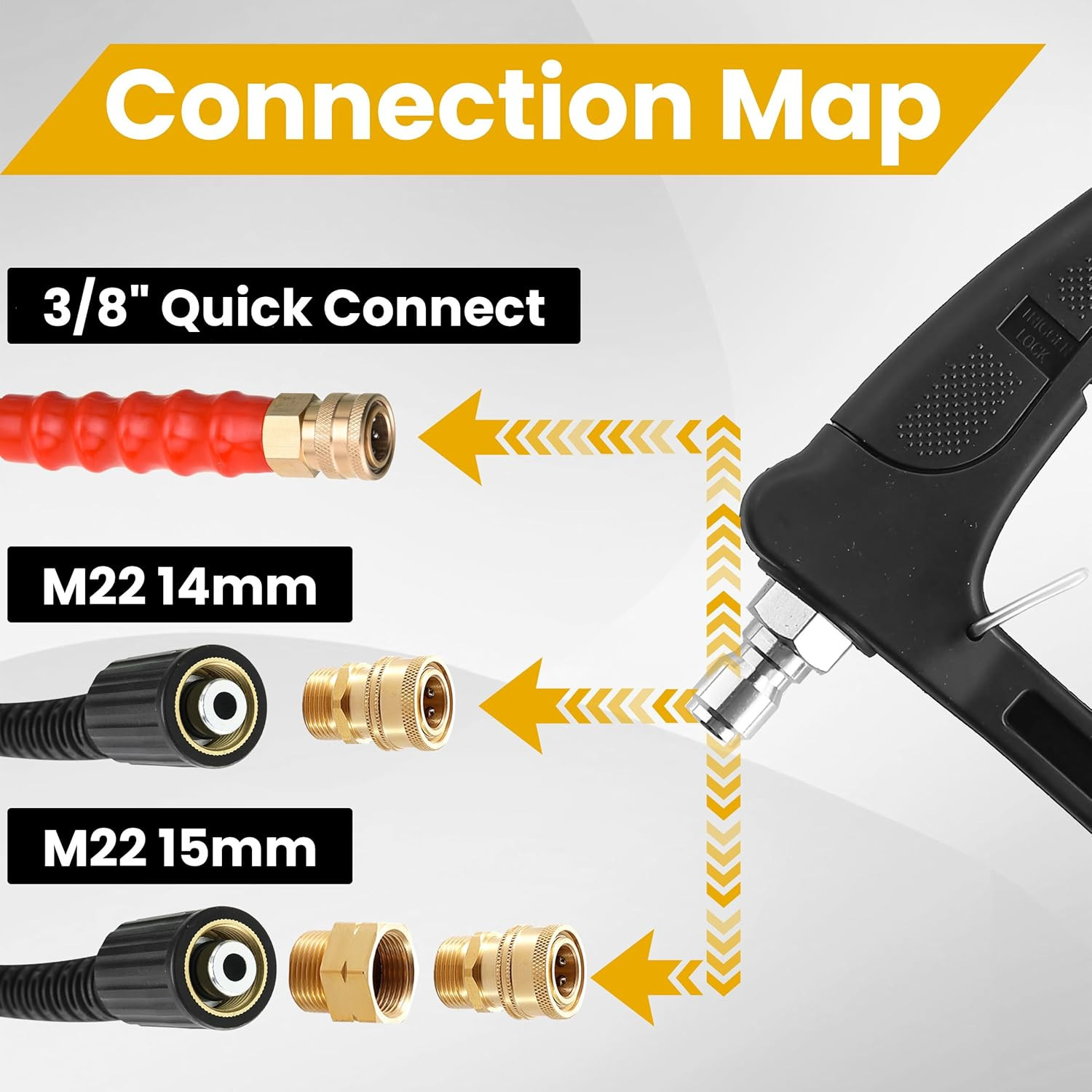 20 FT Telescoping Pressure Washer Wand with Gutter Cleaner, Brush Head, 5 Nozzle