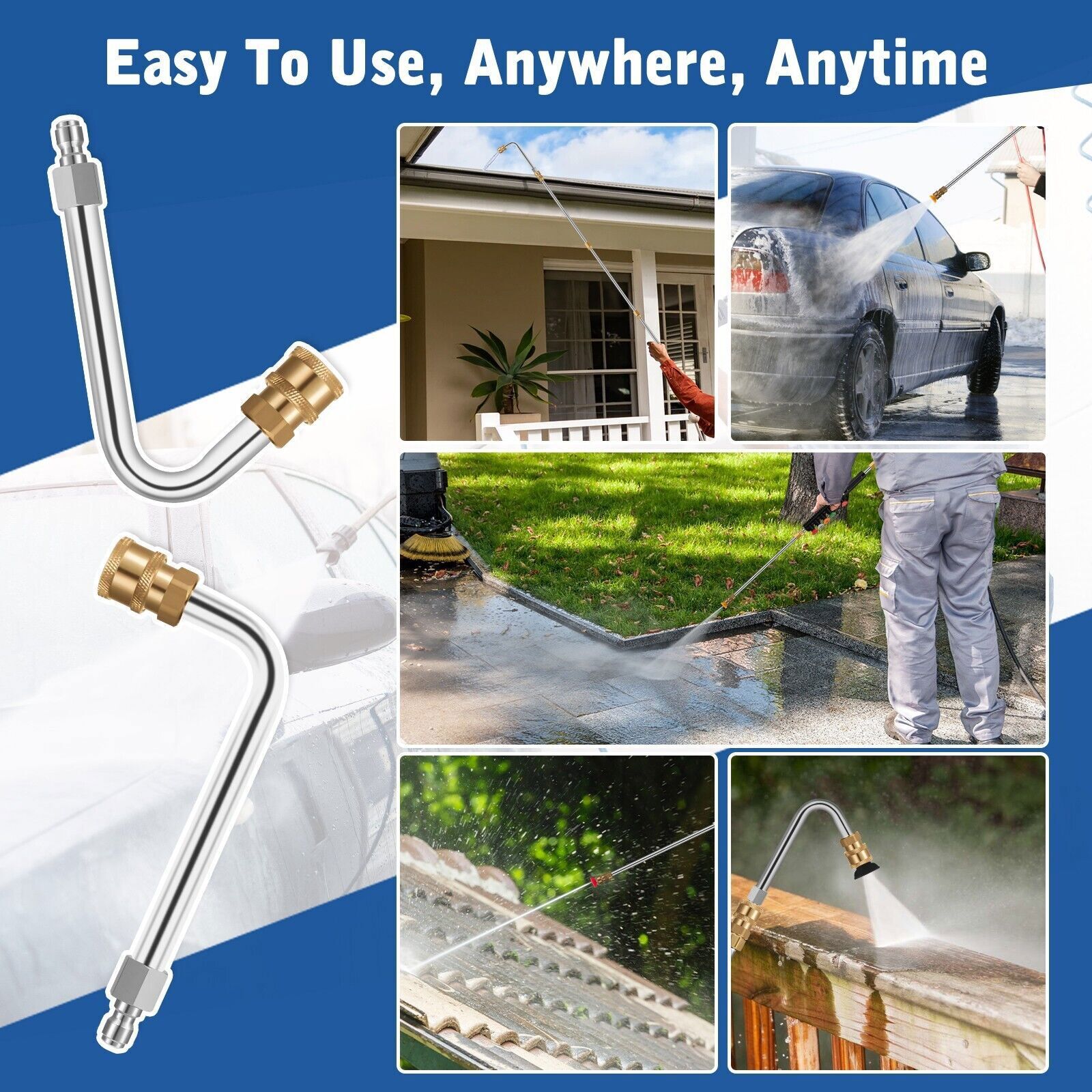 High Pressure Washer Extension Wand Replace Lance Gutter Cleaner Nozzles 4000PSI