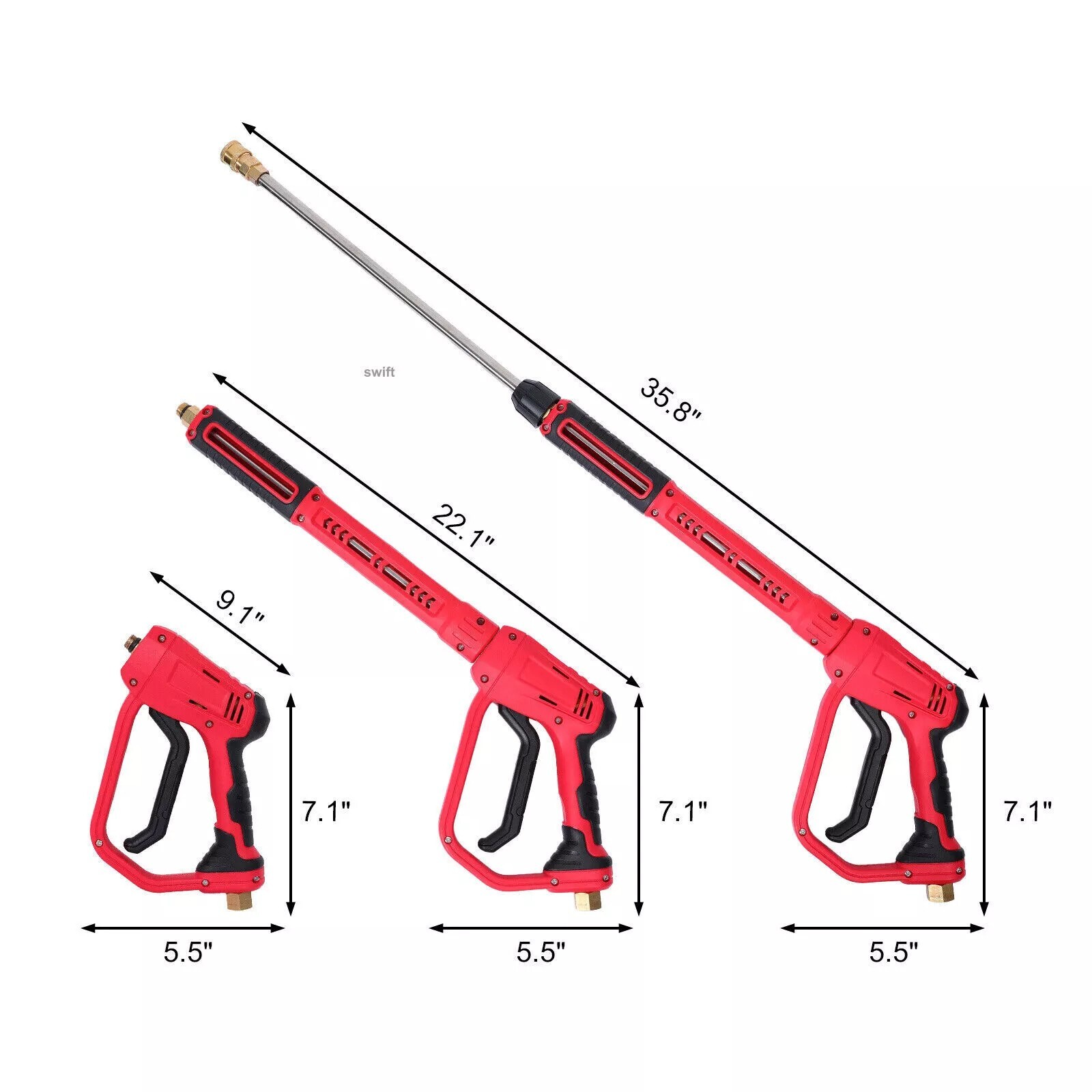 High Pressure 4350PSI Car Power Washer Gun Spray Wand Lance Nozzle and Hose Kit