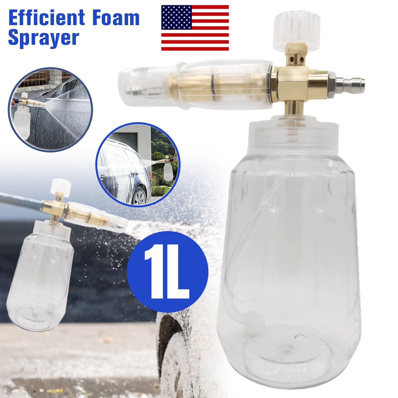 Car Cleaning Wash Pressure Washer Snow Foam Lance Cannon Sprayer Gun Soap Bottle