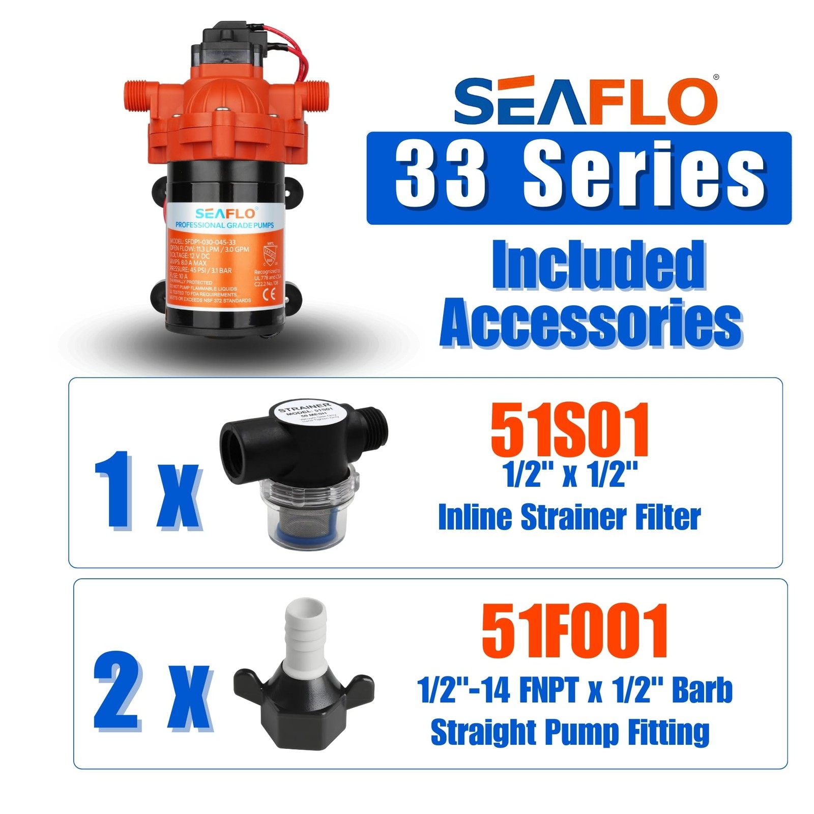 12V 3.0 GPM 45 PSI Water Diaphragm Pressure Pump – 4 Year Warranty!!!