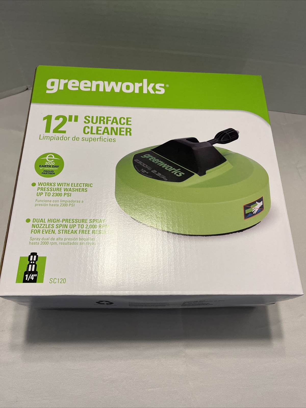 Greenworks 12 inch Pressure Washer Attachment Surface Cleaner Up to 2300 Psi
