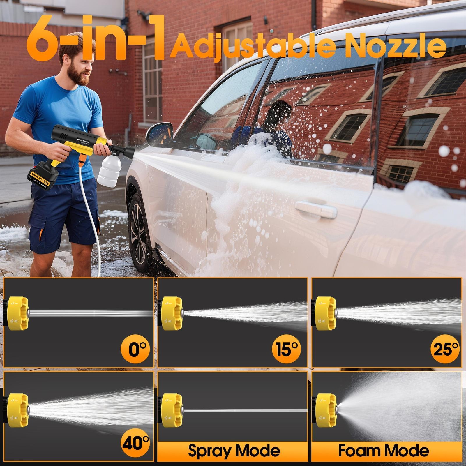 Cordless Portable High Pressure Water Spray Gun Car Washer Cleaner Tool 21V