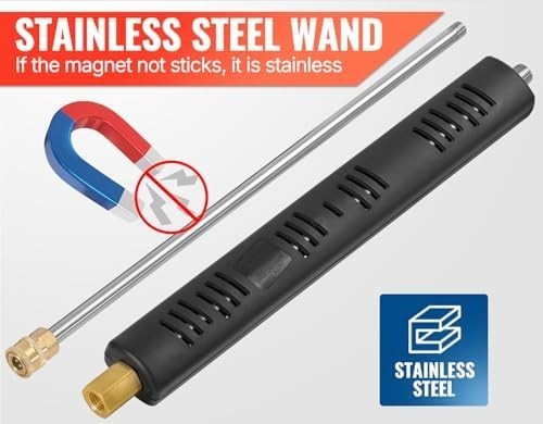 Pressure Washer Gun Wand with Swivel 3/8″ Plug & M22 Coupler, Stainless Steel Ex