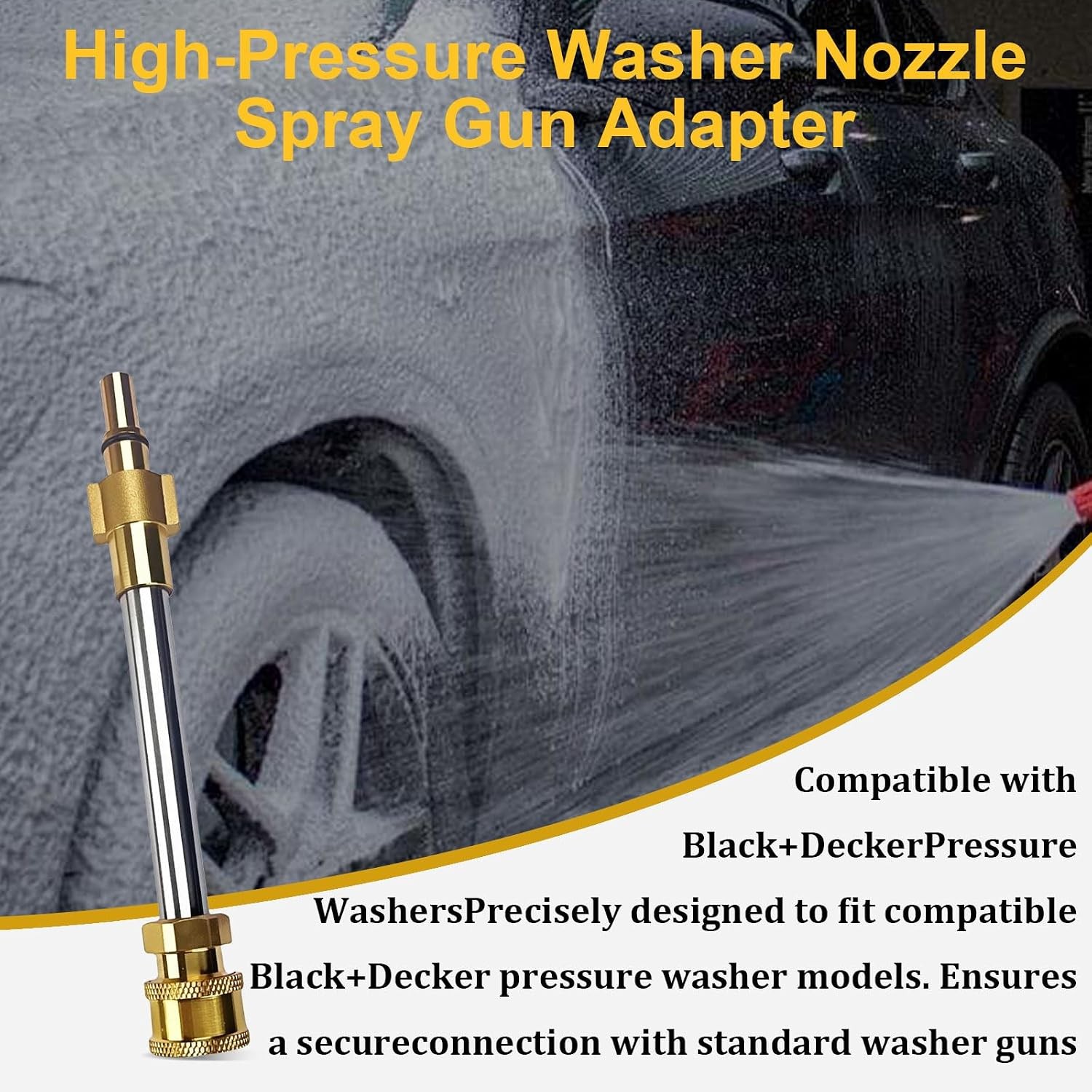 Pressure Washer Gun Adapter With 1/4″ Quick Connector For Black+Decker