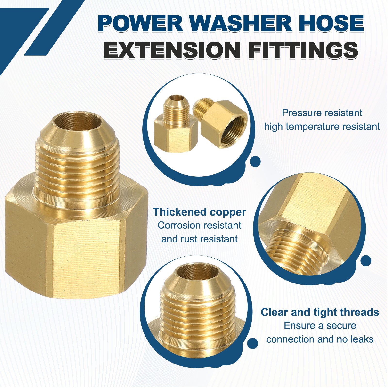 G3/8 Male to M22 Female 4800PSI Copper Pressure Washer Connector