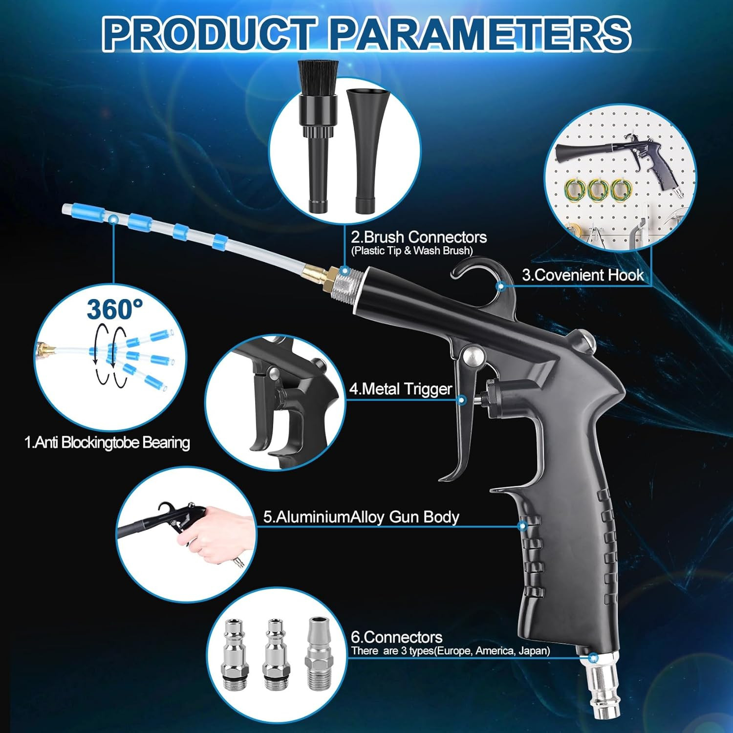 Car Cleaning Gun Detailing Interior Dryer Air Blow Gun, High Pressure Blower Gun