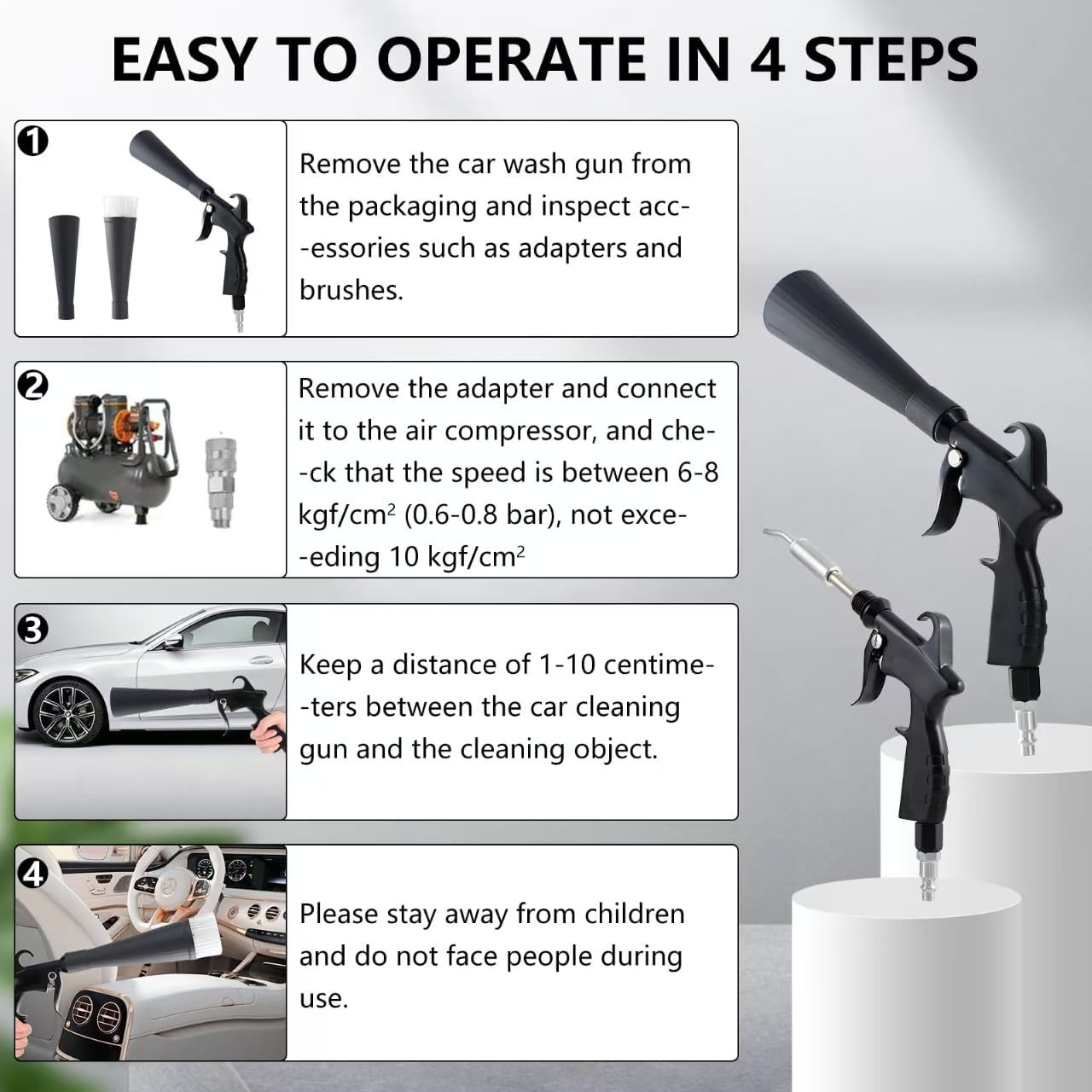 Tornado Detailing Car Cleaning Gun with Metal Nozzle | Interior Drying Air Gun |