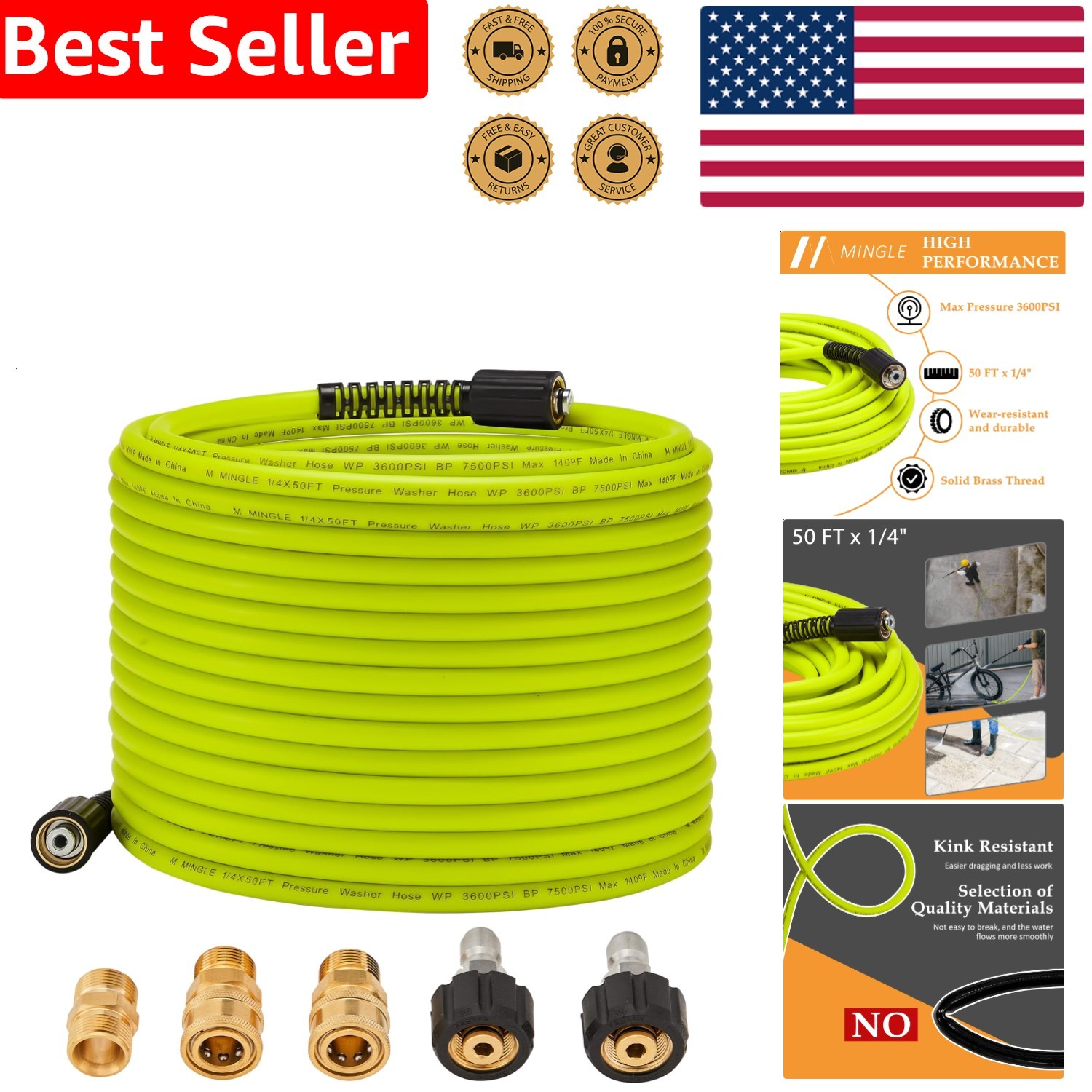 3600PSI High Pressure Quick Connect M22 14mm