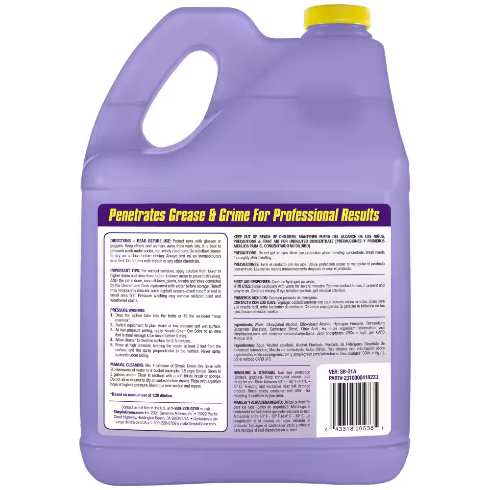 1 Gal. Oxy Solve Concrete and Driveway Pressure Washer Concentrate Outdoor Clean