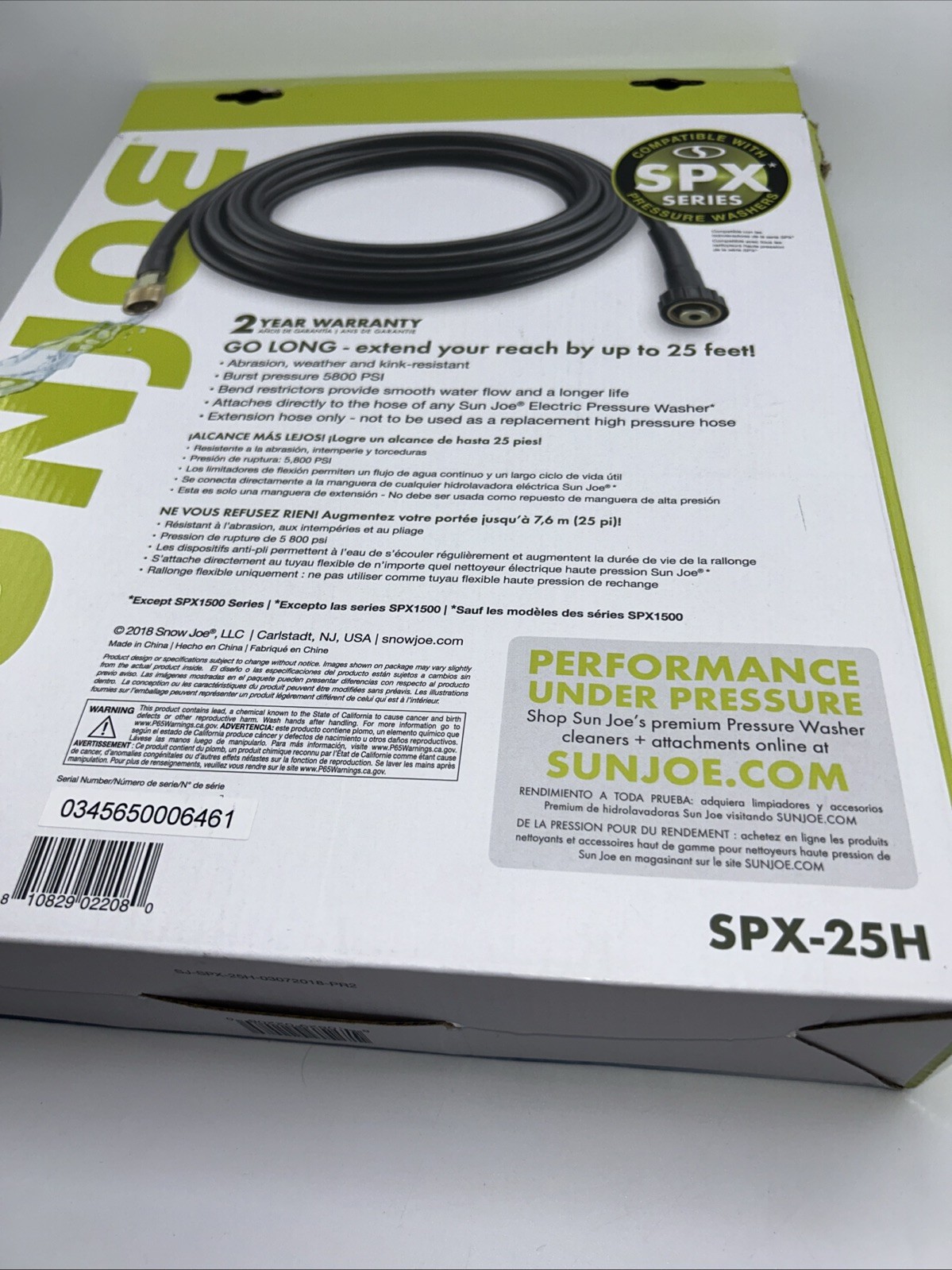 Heavy Duty 1/4″ x 25FT Pressure Washer Extension Hose for Sun Joe SPX 25H