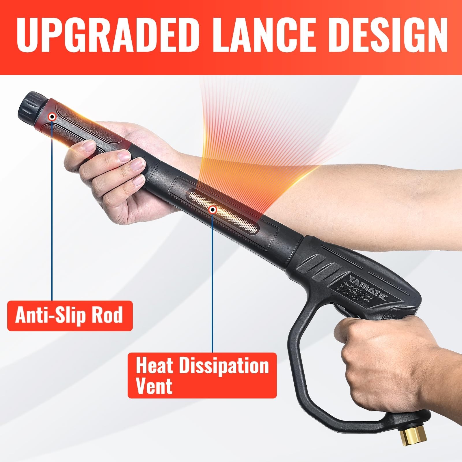 Pressure Washer Gun Wand with Swivel 3/8″ Plug & M22 Coupler – 43″ Ergonomic Ext