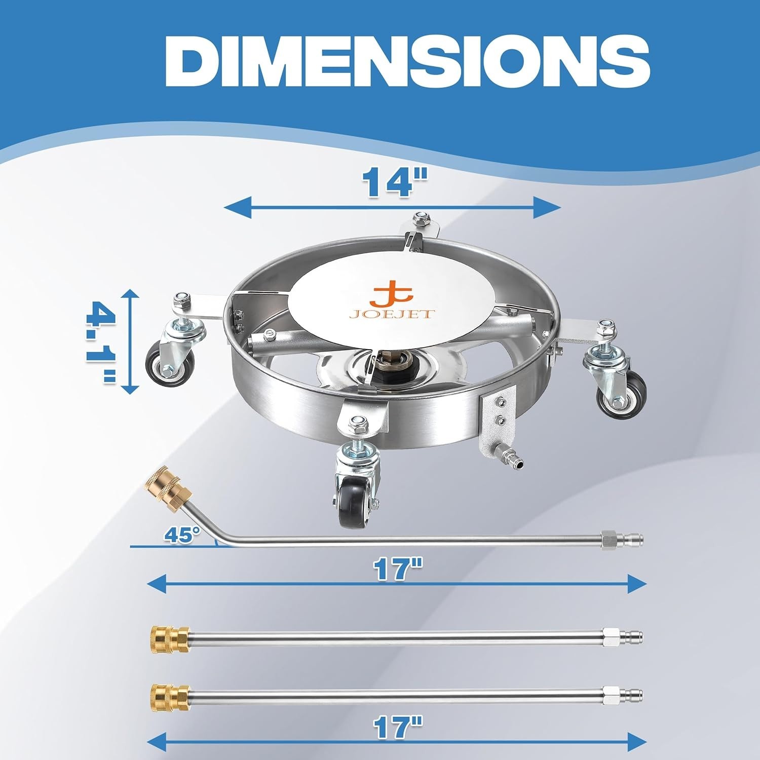 14-Inch Undercarriage Pressure Washer Attachment with 360° Mobility & 4000 PSI