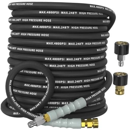 3/8″ Pressure Washer Hose 4800 PSI, Kink Resistant Steel Braided 50FT Black