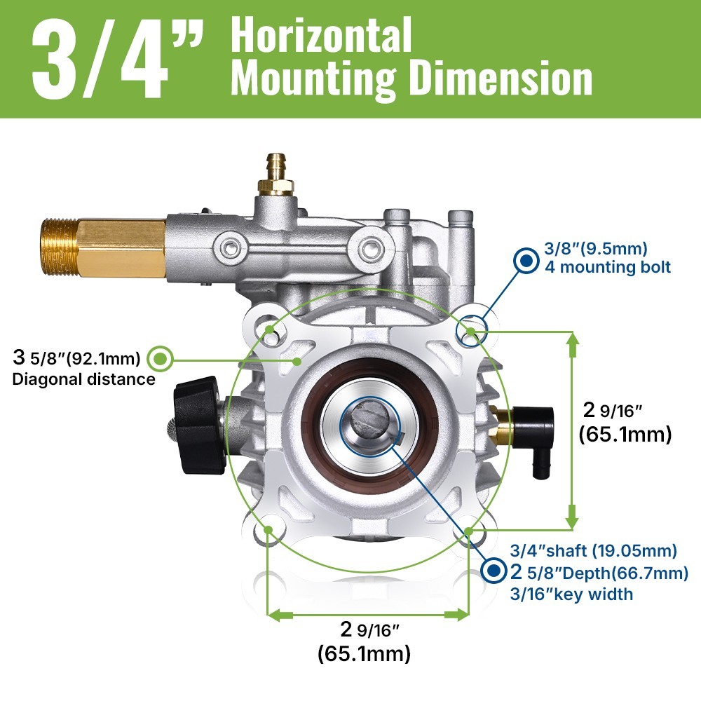 YAMATIC 7/8″ Shaft Vertical 3000 PSI Pressure Washer Pump 2.5 GPM w/ Fittings
