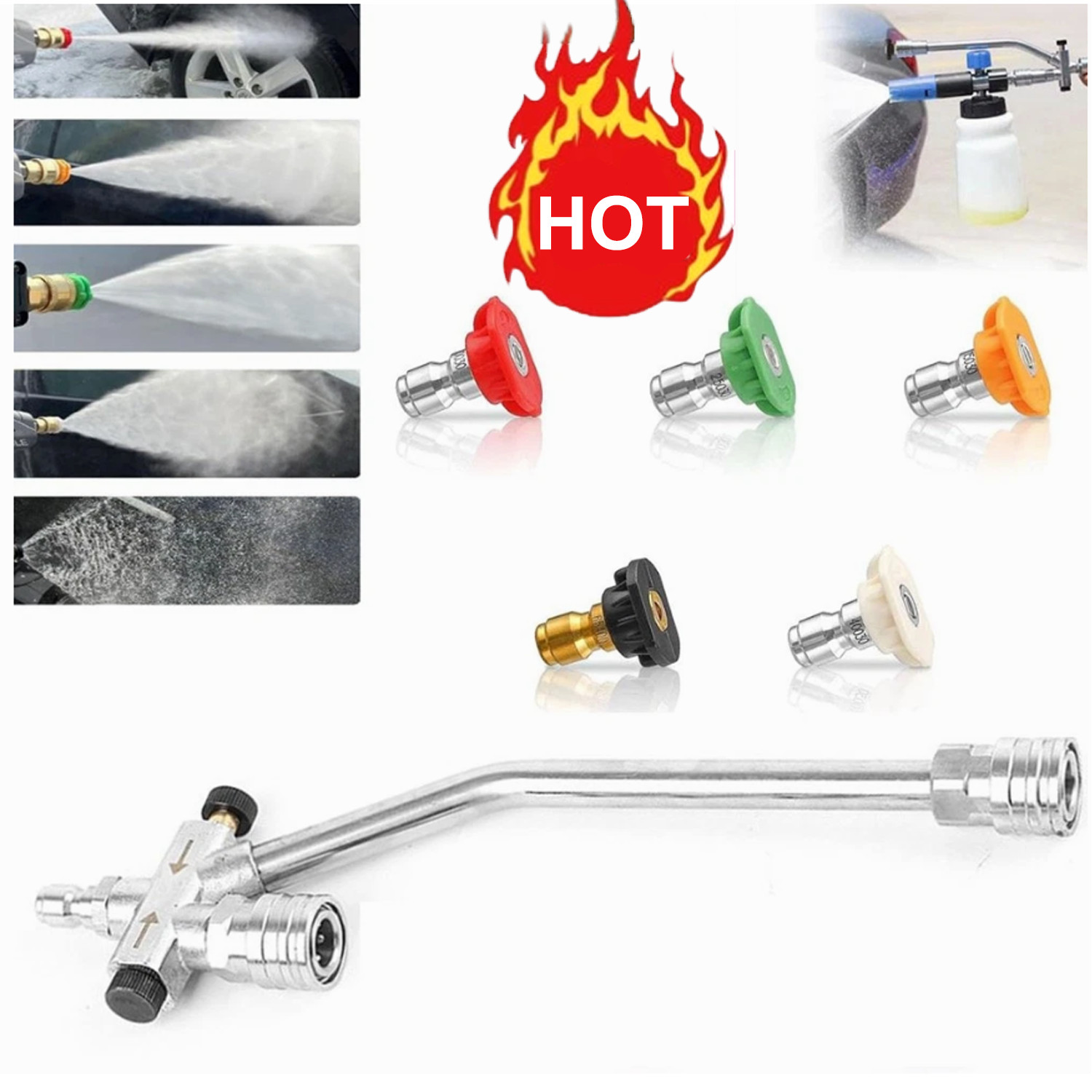 Foam Cannon Dual Connector Pressure Washer Foam Blaster 1/4″ Lance Nozzle