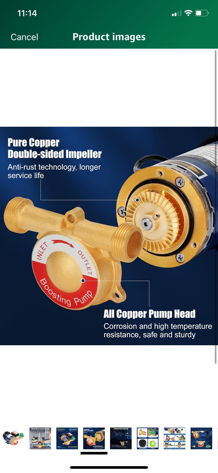 120W Water Pressure Booster Pump 115V 21.7 PSI with Automatic Flow Switch BrasNt