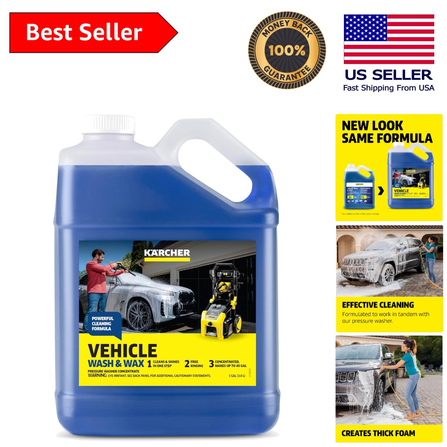 Ultimate Vehicle Wash & Wax Concentrate – Compatible with Most Pressure Washers