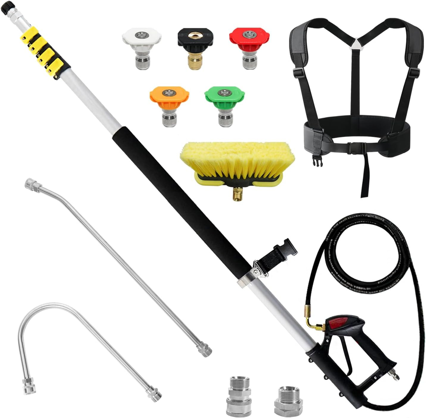 Aluminum 24 FT Telescoping Pressure Washer Wand with Pressure Washer Extension W