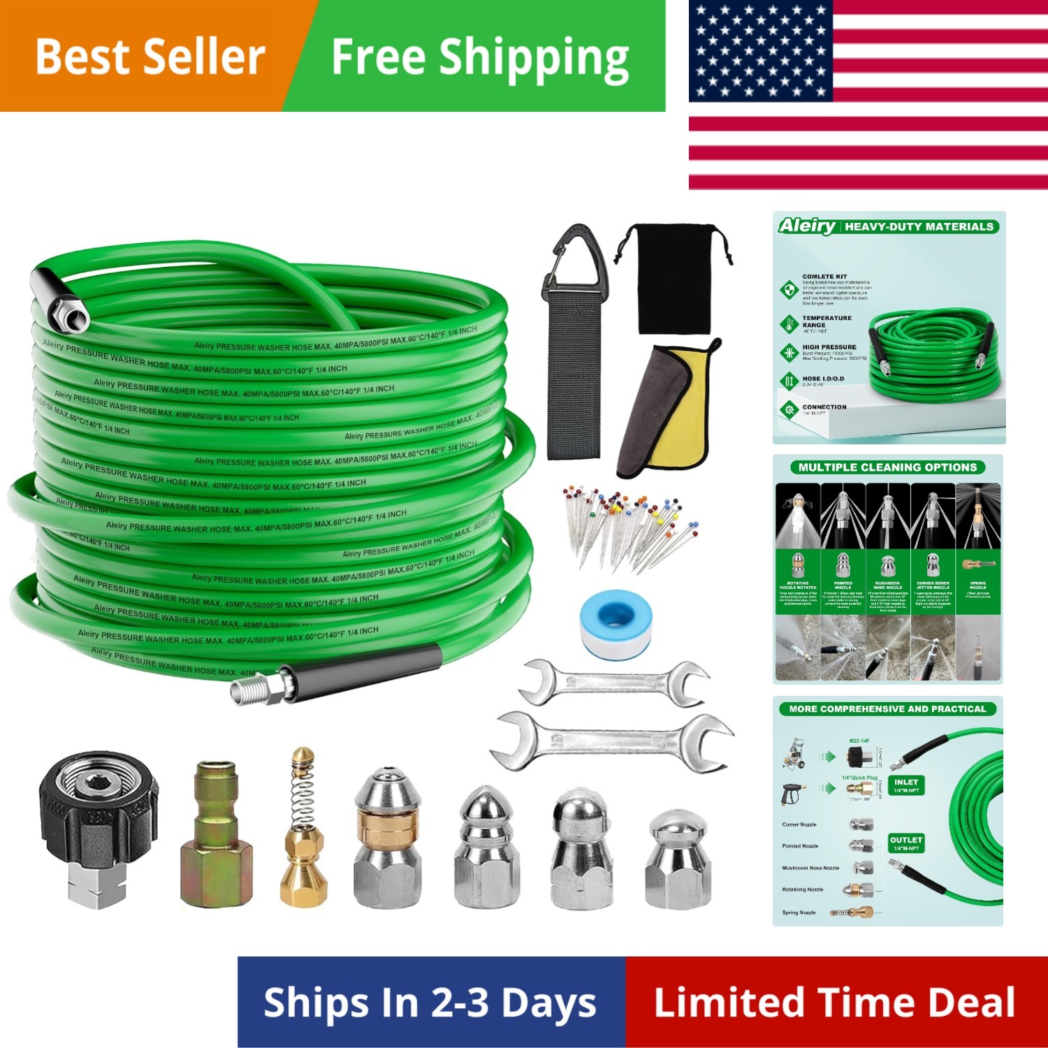 Sewer Jetter Kit for Pressure Washer,Water Jet Drain Cleaning Hose with Corne…