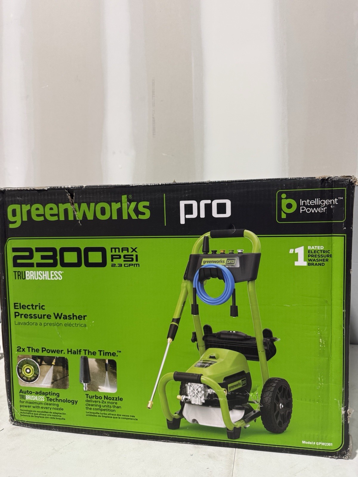 Greenworks – Pro Electric Pressure Washer up to 2300 PSI at 1.2 GPM – Green