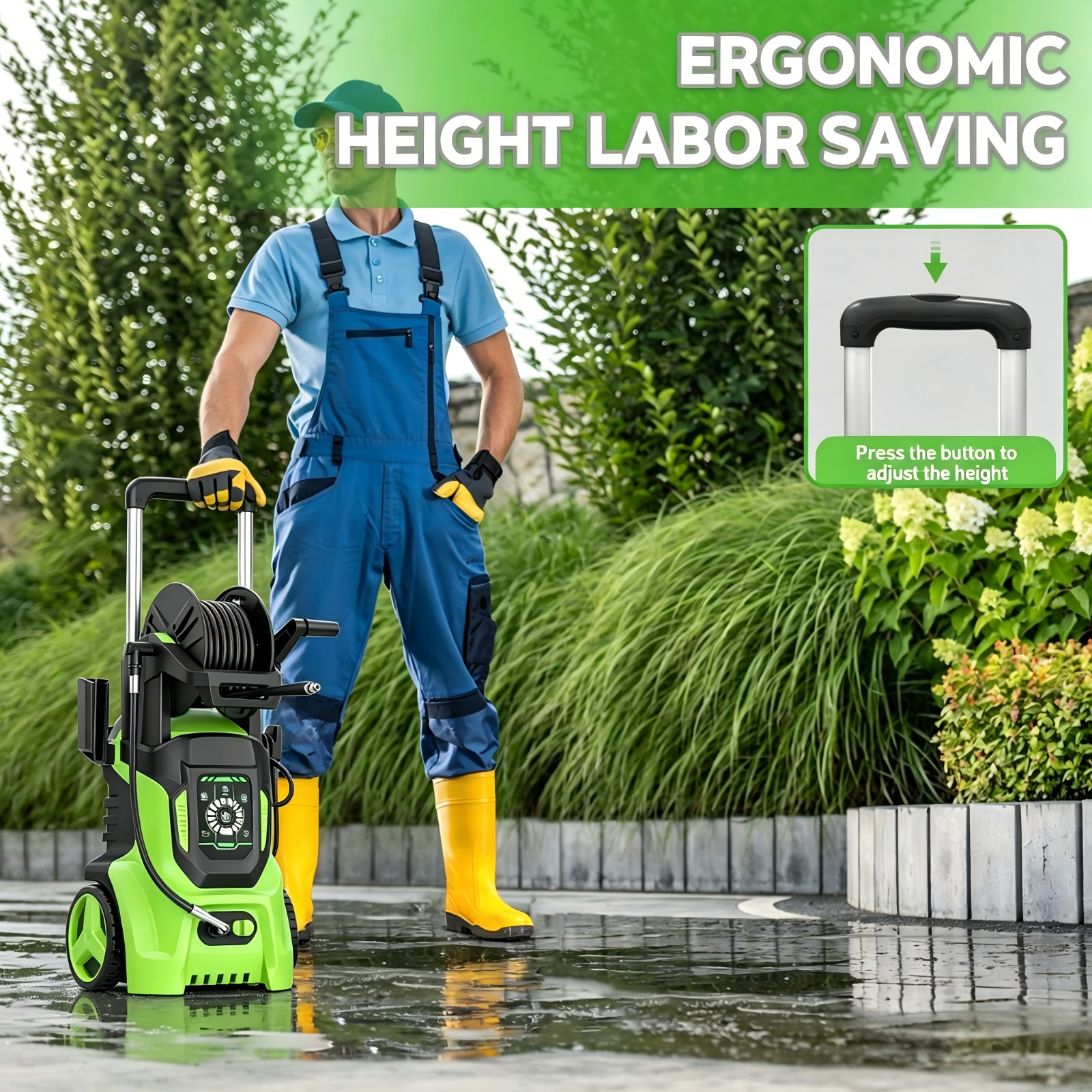Pressure Washer 4500PSI-Max 3.2GPM with Adj-15-Level Touch Screen car,home,yard