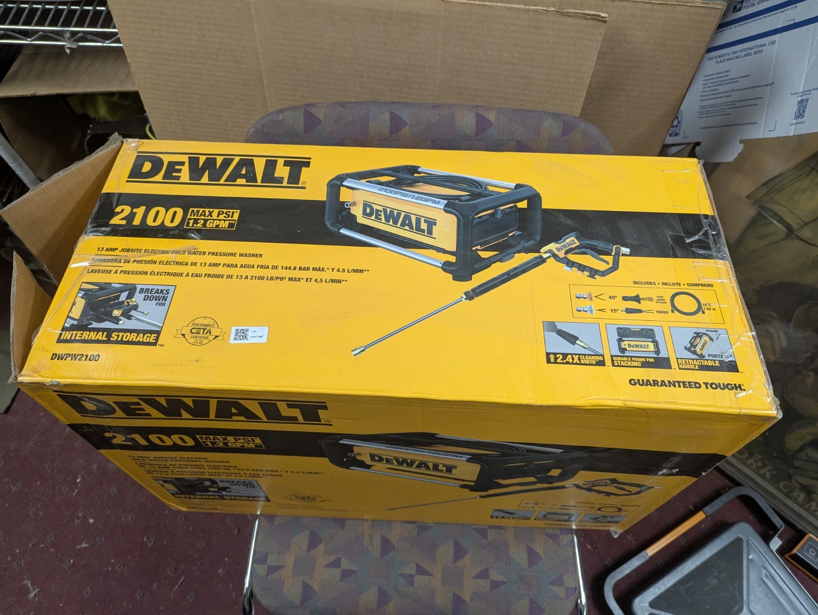 DeWALT (DWPW2100) 2100 PSI 1.2 GPM 13 Amp Pressure Washer Open Box Never Used!