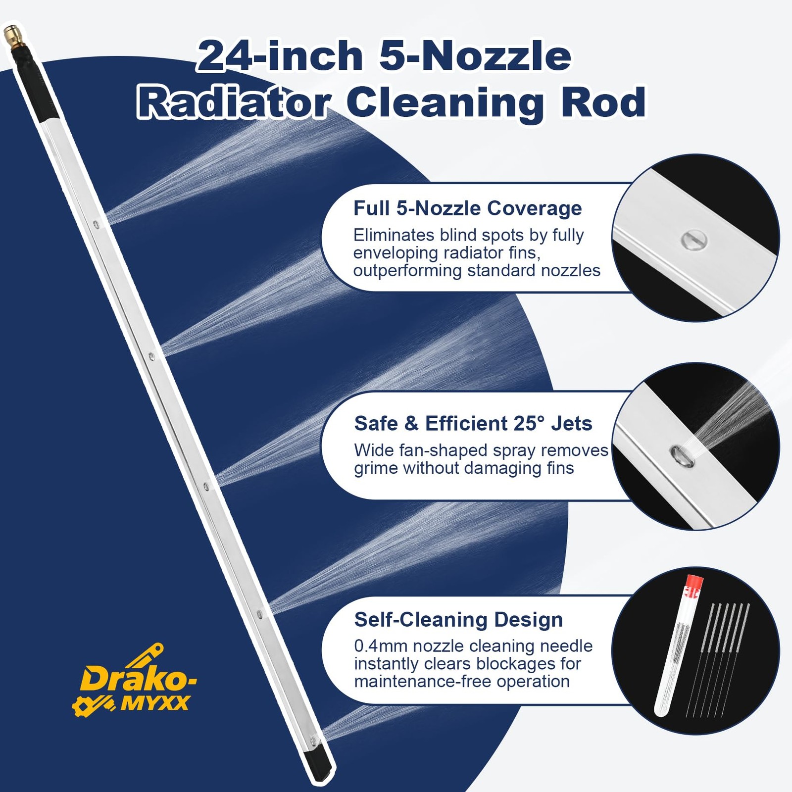 Upgraded 24″ Radiator Cleaning Wand, Multi-Purpose Radiator Cleaning Wand for…