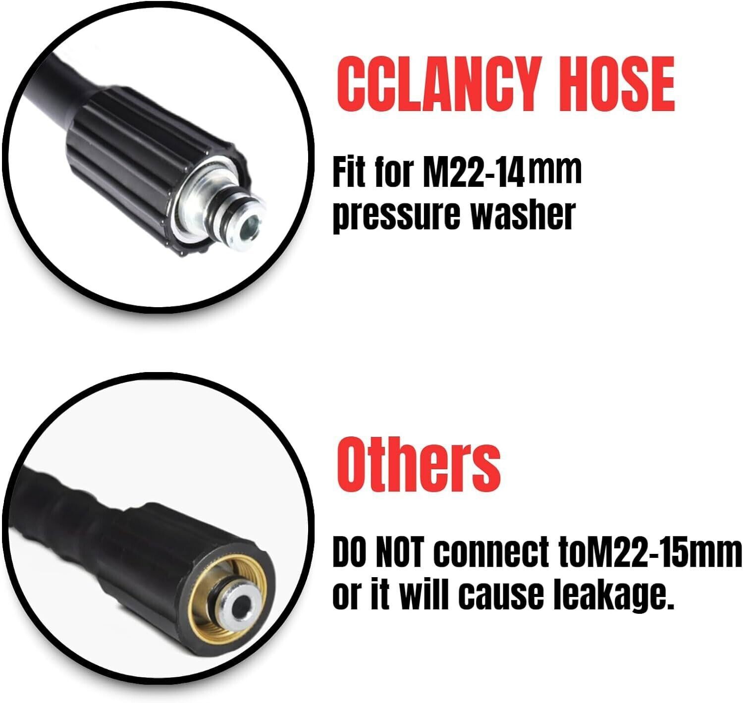 50 FT High Pressure Washer Hose 5800 PSI M22-14MM Power Washer Extension Hose