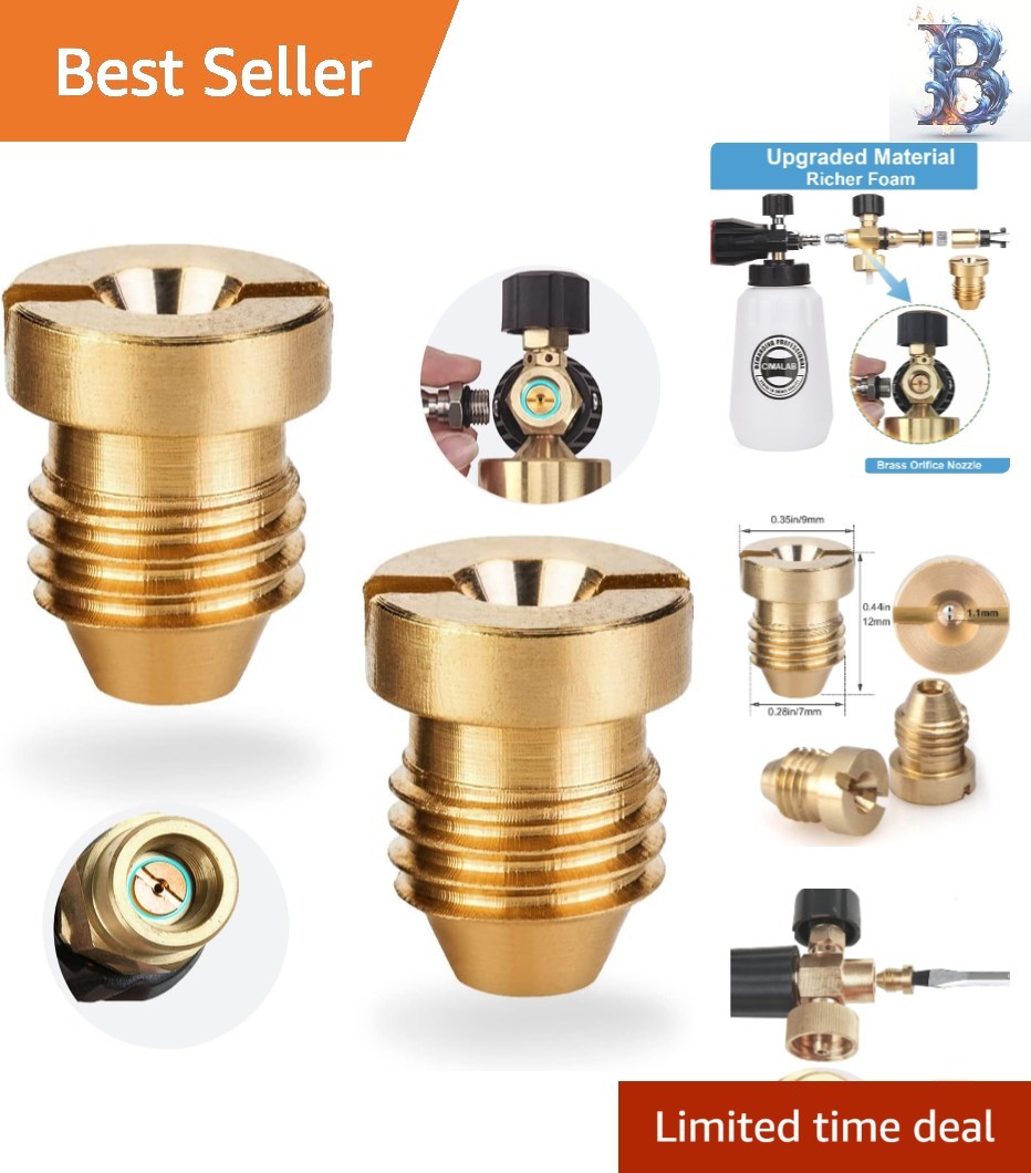 Universal 1.1mm Brass Nozzle for Foam Cannon – Efficient Cleaning 2-Pack
