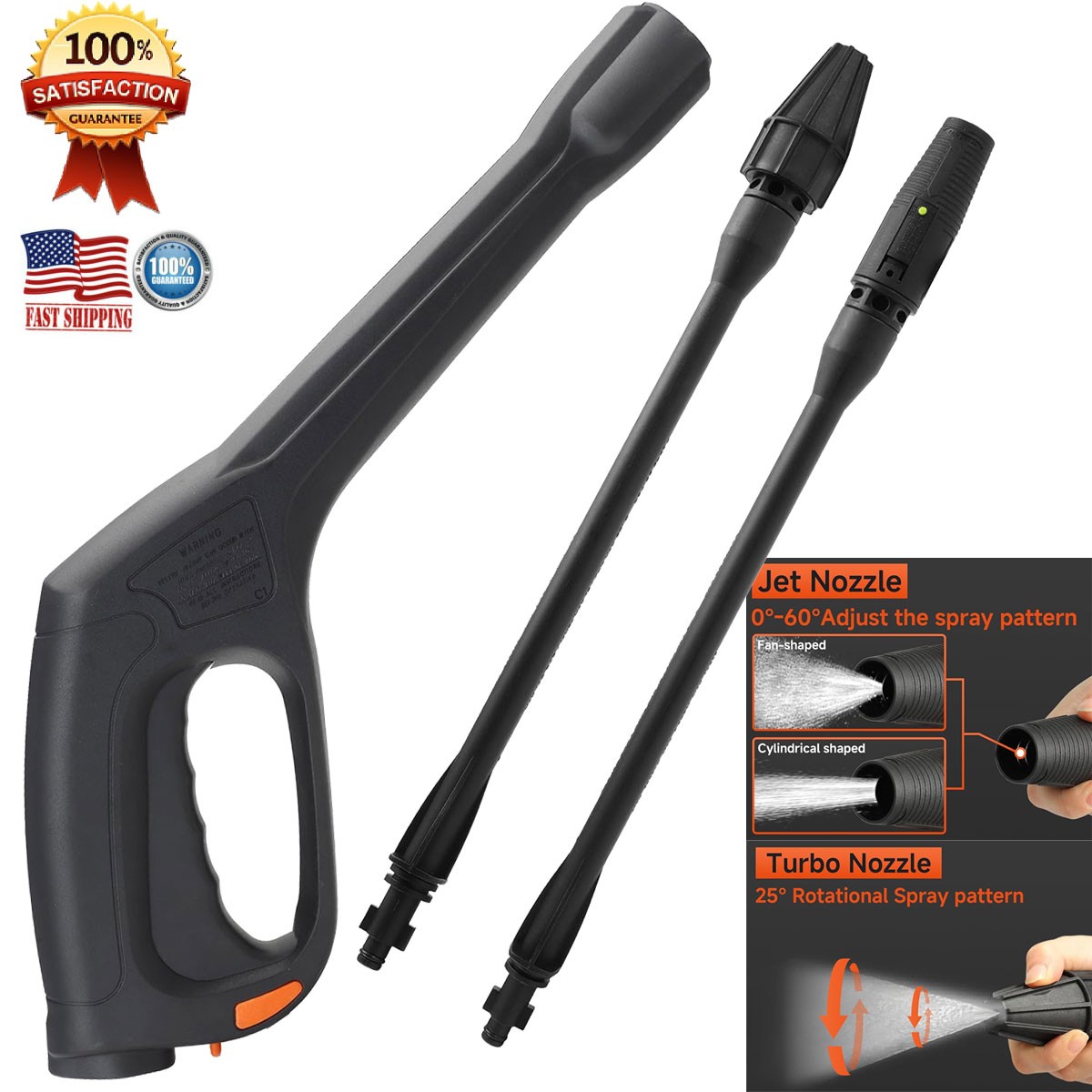 High Pressure Car Power Washer Gun Spray Wand Lance with Jet and Turbo Nozzle ﻿