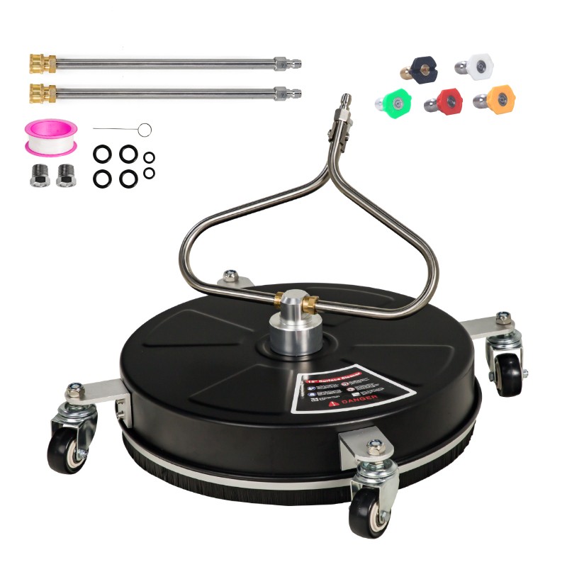 15″ Pressure Washer Surface Cleaner 4000PSI with 2 Extension Wand Attachment Kit
