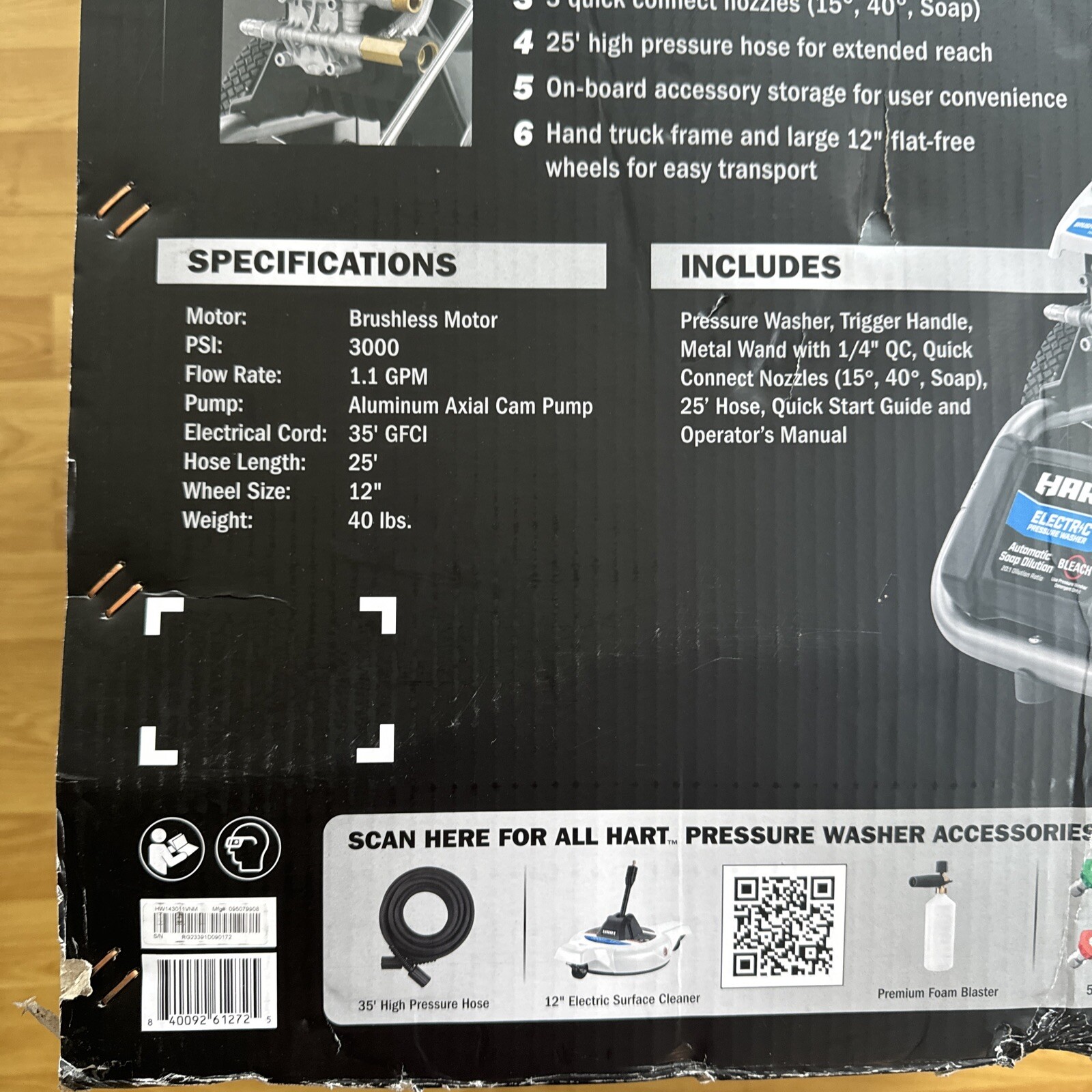 Hart HW143011VNM 3000PSI 1.1 GPM Cold Water Electric Pressure Washer (FVS027561)