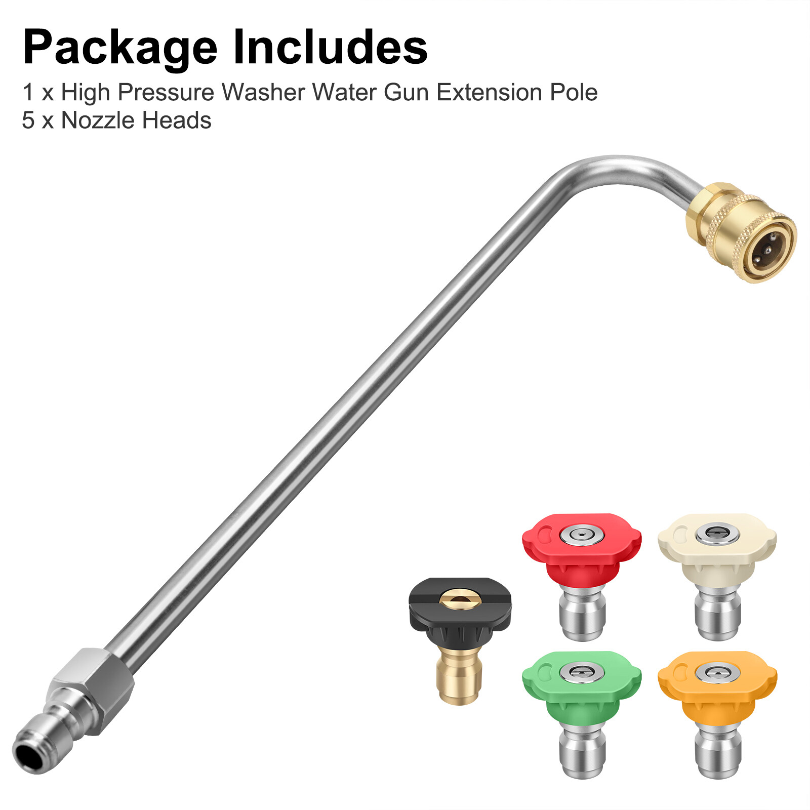 1/4” Pressure Washer Extension Wand with 5 pcs Spray Nozzle Tips