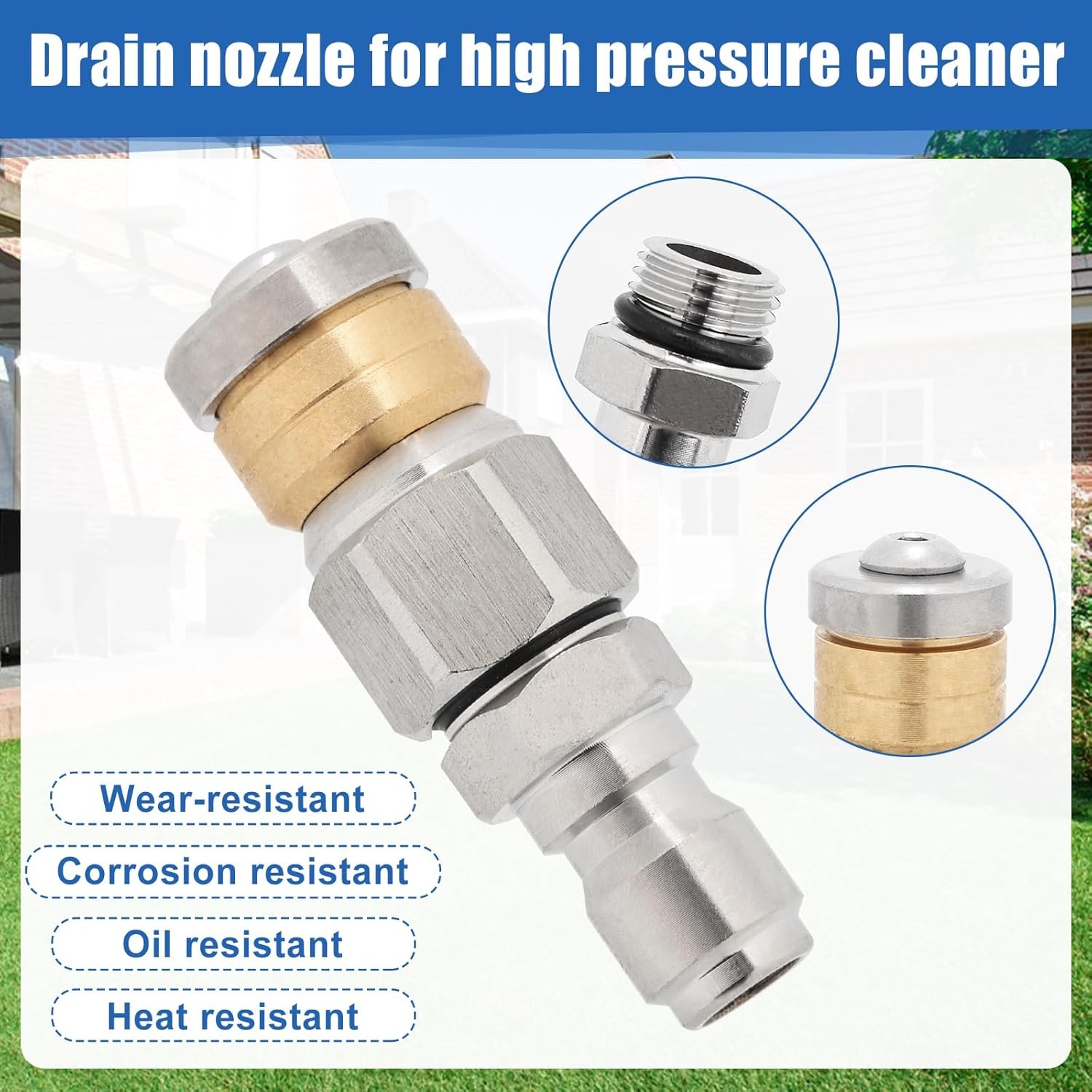 10Pcs Sewer Jetter Nozzle Kit Stainless Steel, Pressure Washer Sewer Jetter Nozz