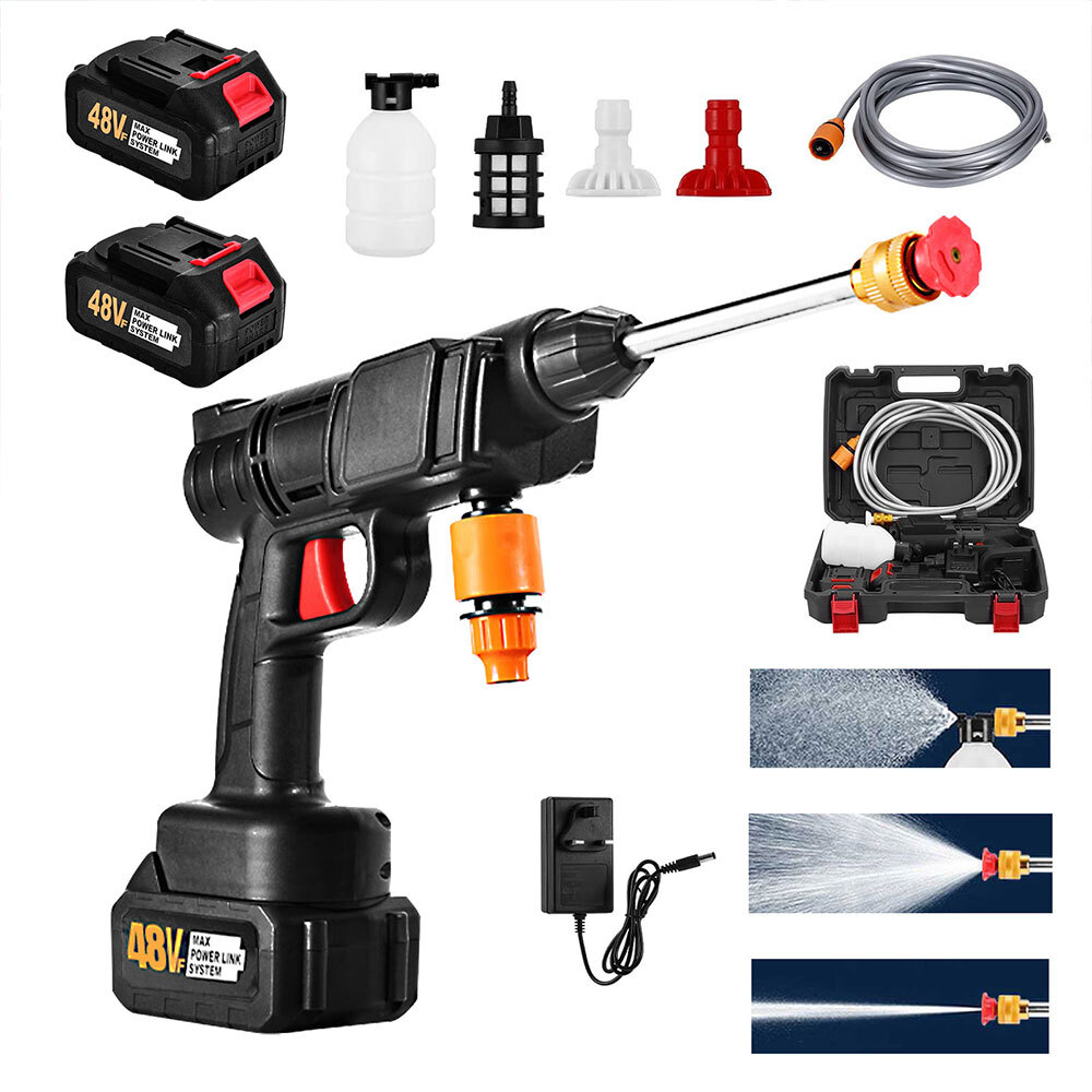 Portable Cordless Electric High Pressure Water Spray Gun Car Washer Cleaner Tool