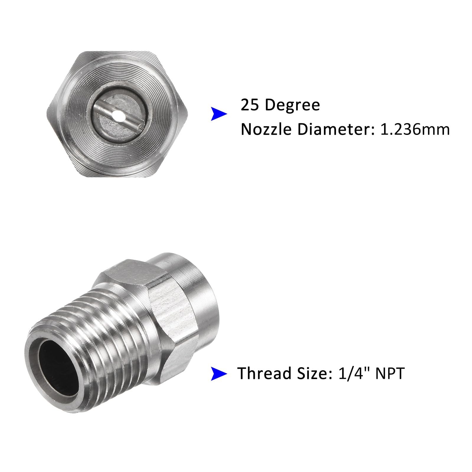 2 Pack Surface Clean Tips 25 Degree 1/4 Inch NPT Male 1.236mm Orifice Nozzle