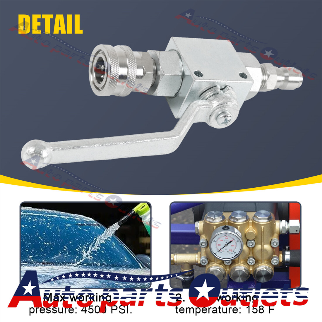 New 4500 Psi 3/8″ Fitting Female Out Steel Ball Valve For Pressure Washers Max
