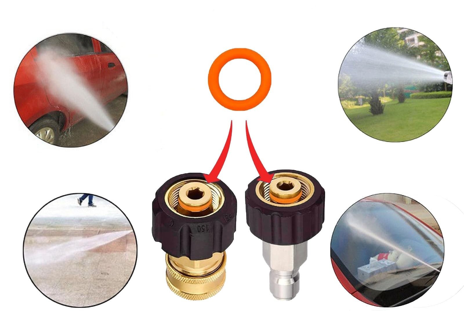 1/4″ Pressure Washer Quick Coupler O-Rings – Orange Seal Kits (100 Pack) – Durab