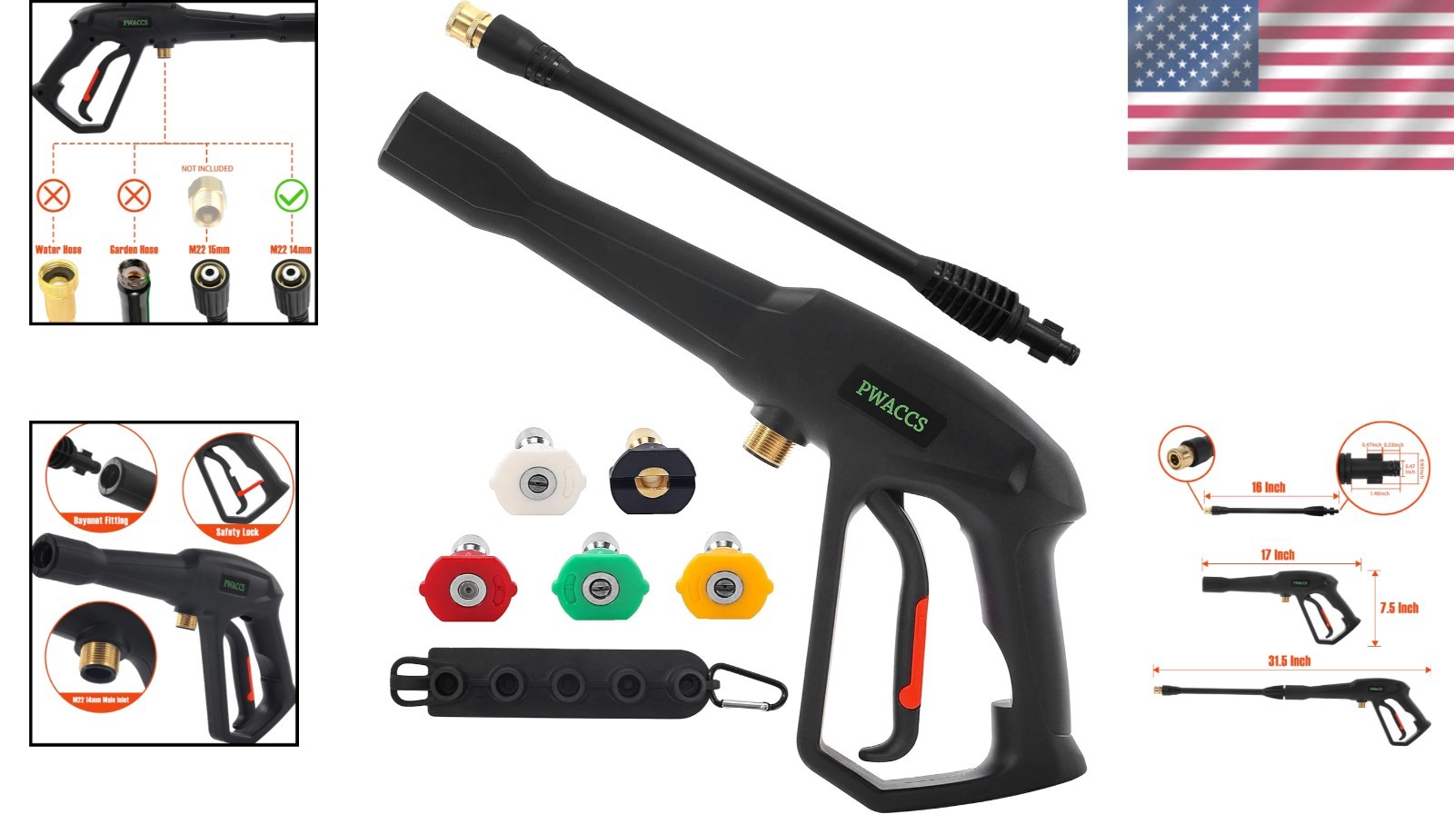 Pressure Washer Handle Replacement – 5 Spray Nozzles]