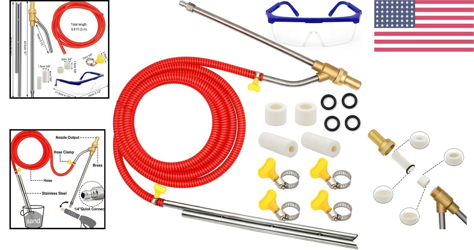 Complete Sandblasting System for Pressure Washers – 3m Hose and Nozzles Included