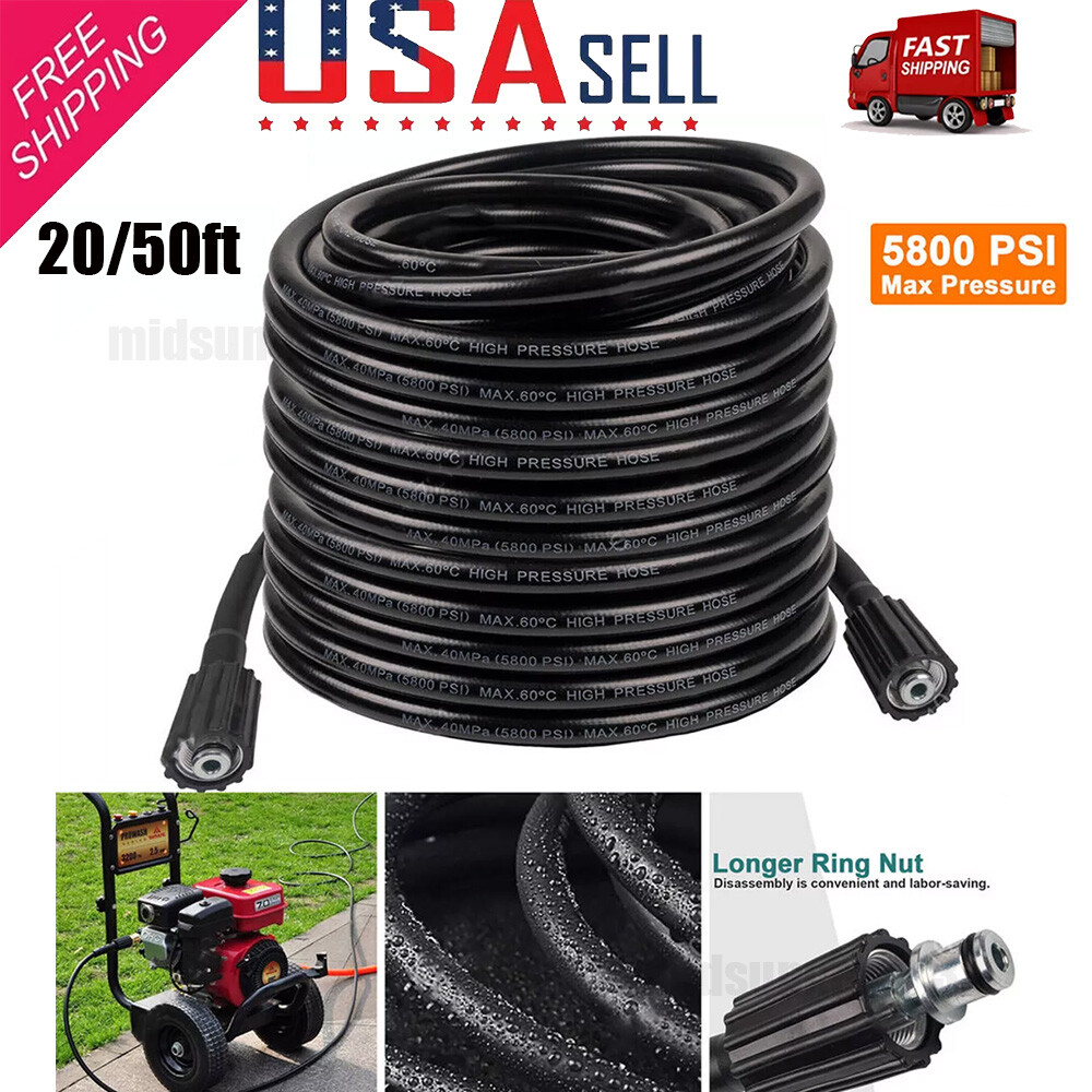 50 FT High Pressure Washer Hose 5800 PSI M22-14MM Power Washer Extension Hose